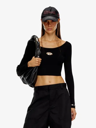 Diesel Red Top Cropped M-vera-ls In Black