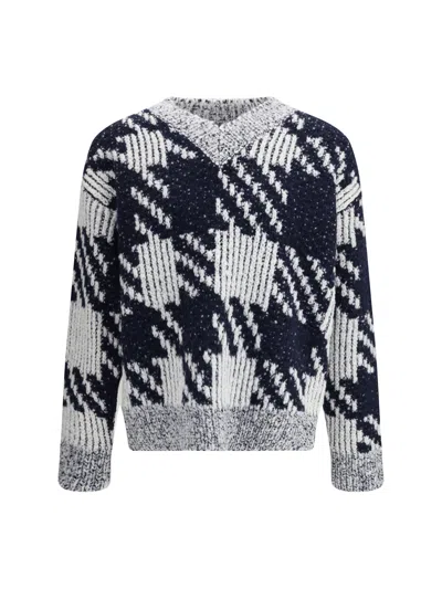 Dries Van Noten Macao V Neck Sweater In Blue