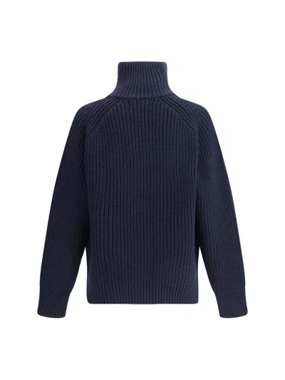 Dries Van Noten Men Zippered Wool Sweater In Blue