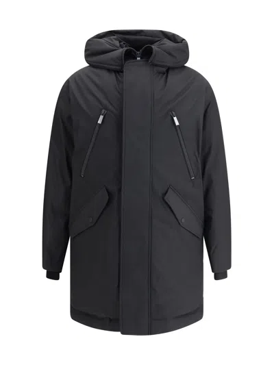 Dsquared2 Quilted Multipocket Parka With Hood In Blue
