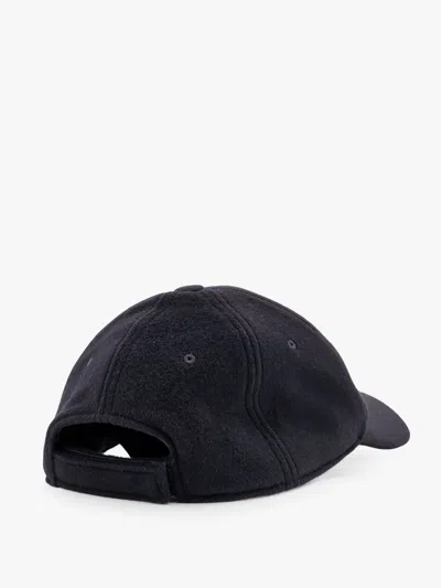 Fendi Men Wool Blend Baseball Hat With Logo Embroidery In Black
