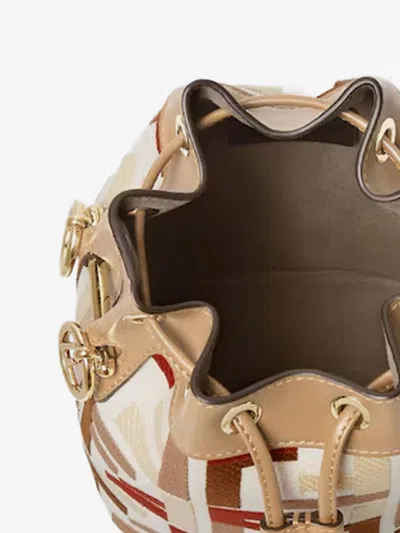 Fendi Mon Tresor Canvas Bucket Bag With Ff Embroidery In Multi