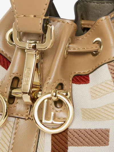 Fendi Mon Tresor Canvas Bucket Bag With Ff Embroidery In Multi