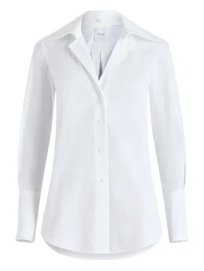 Patou Tailored Long Sleeve Blouse In Cotton In White
