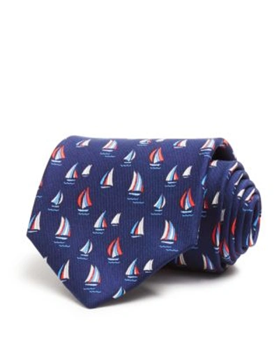 Shop Ferragamo Sailboats Classic Tie In Navy