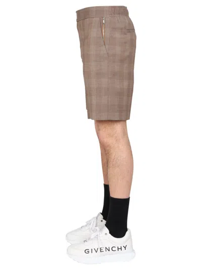 Givenchy Prince Of Wales Pattern Bermuda Shorts In Brown
