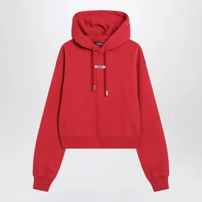 Jacquemus Le Hoodie Gros Grain Cotton Hoodie In Red