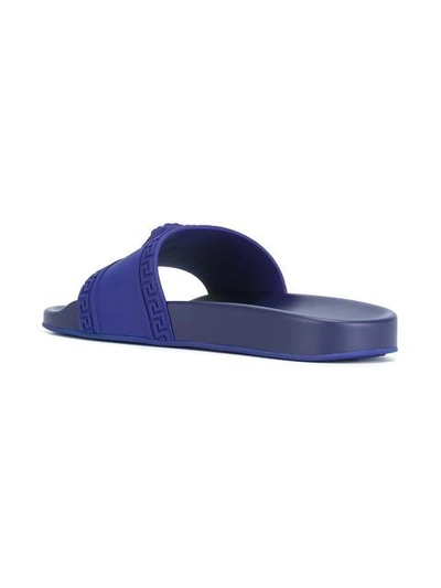 Shop Versace Medusa Pool Slides In Blue