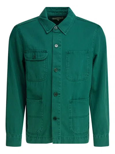 Alex Mill Garment Dyed Work Jacket In Recycled Denim In Green