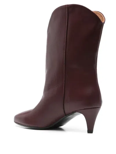 Gisel Moire 60mm Pointed-toe Leather Boots In Red