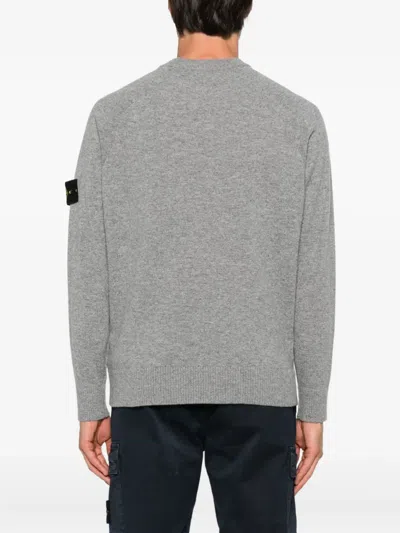Stone Island Light Grey Cotton Fine Knit Sweaters In Gray