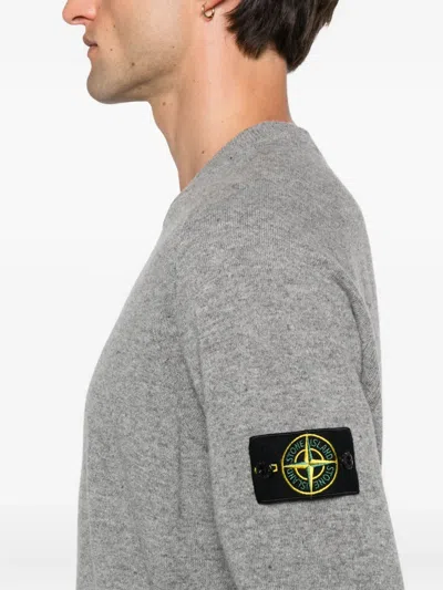 Stone Island Light Grey Cotton Fine Knit Sweaters In Gray