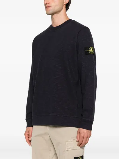Stone Island Cotton Sweatshirt With Removable Logo Patch In Black