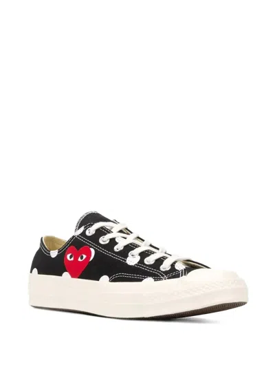 Comme Des Garçons Play X Converse Polka Dot Red Heart Sneakers In Black