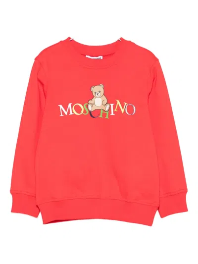 Moschino Teddy-logo Sweatshirt In Red