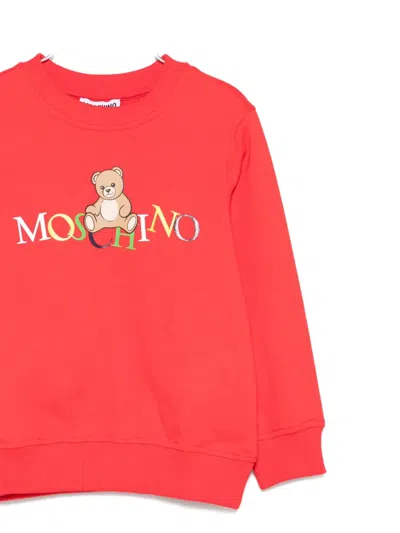 Moschino Teddy-logo Sweatshirt In Red