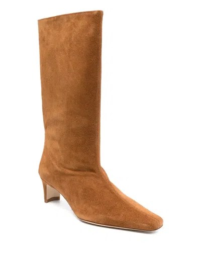 Staud 60mm Wally Pointed-toe Boots In Brown