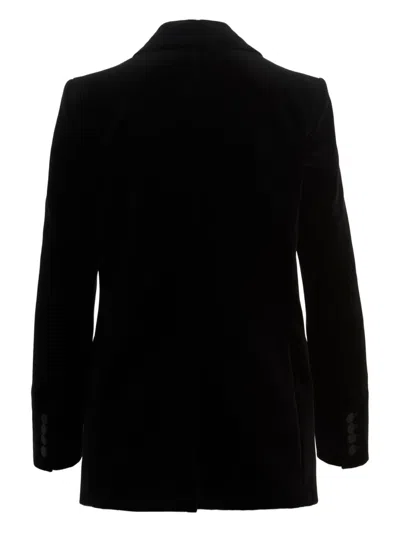 Blazé Milano Blaze Milano Everyday Double-breasted Velvet Blazer In Black