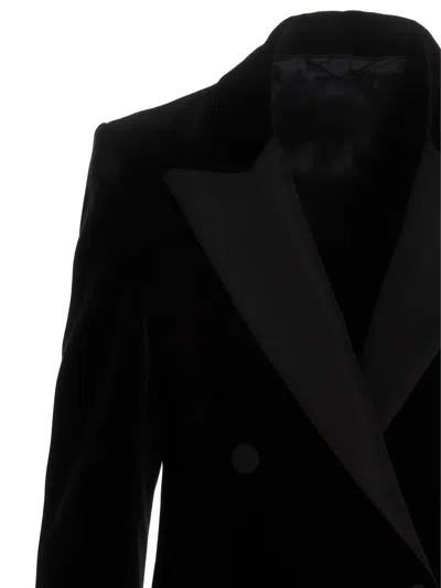 Blazé Milano Blaze Milano Everyday Double-breasted Velvet Blazer In Black