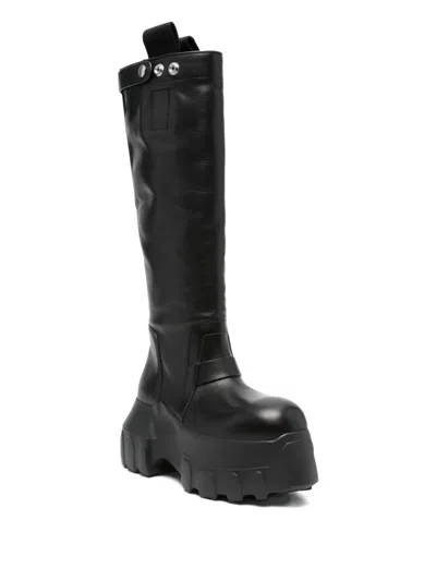 Rick Owens Black Concordians Pull On Mega Tractor Tall Boots In Black