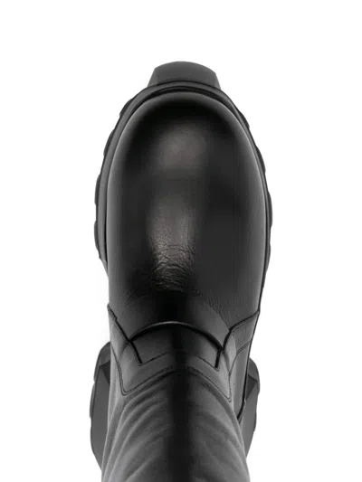 Rick Owens Black Concordians Pull On Mega Tractor Tall Boots In Black