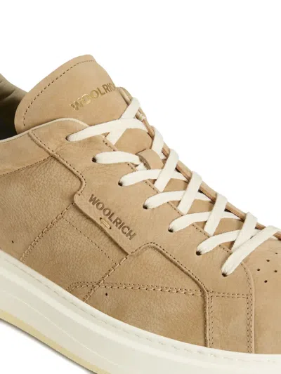 Woolrich Leather Platform Sneakers In Neutral
