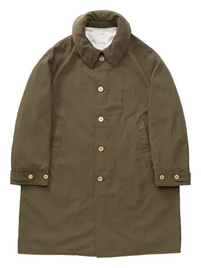 Visvim Hooded Buttoned Coat In Green