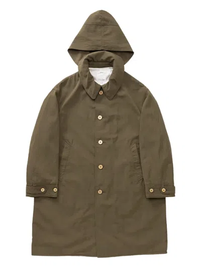 Visvim Hooded Buttoned Coat In Green