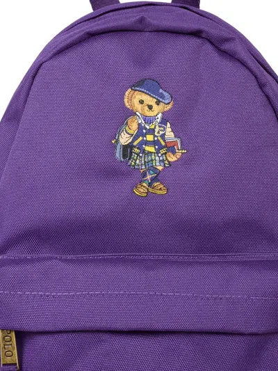 Polo Ralph Lauren Bear-embroidered Backpack In Purple