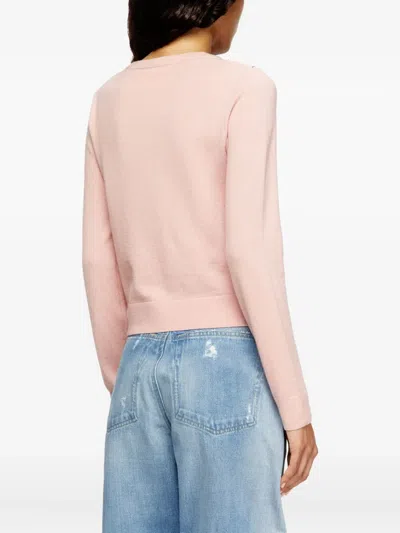 Diesel Cut-out Jumper In Argyle Wool In Pink