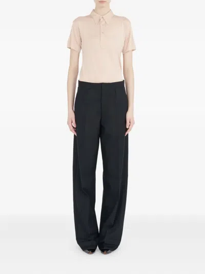 Maison Margiela Womens Umber Short-sleeve Logo-embroidered Stretch-woven Polo Shirt In Pink