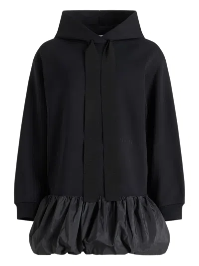 Patou Cotton Hoodie With Ruffles And Logo In Black