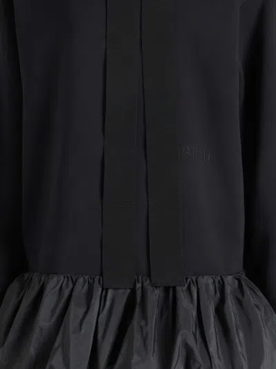 Patou Cotton Hoodie With Ruffles And Logo In Black