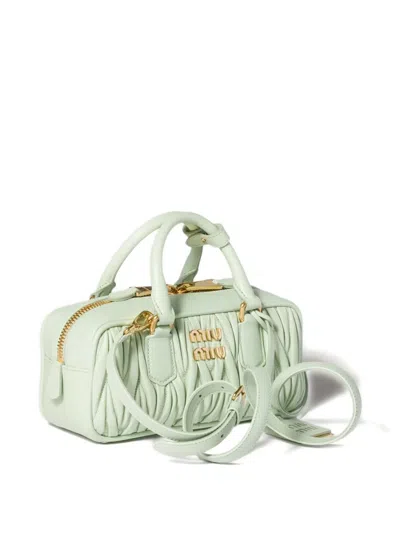 Miu Miu Arcadie Matelassé Leather Tote Bag In Green