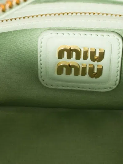 Miu Miu Arcadie Matelassé Leather Tote Bag In Green
