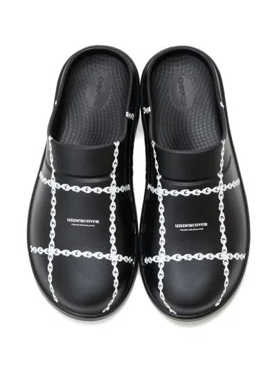 Undercover Chain-print Flat Mules In Black
