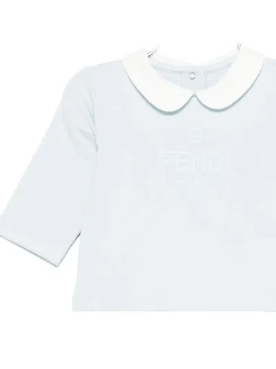 Fendi Peter-pan-collar Bodysuit Set (set Of Three) In White