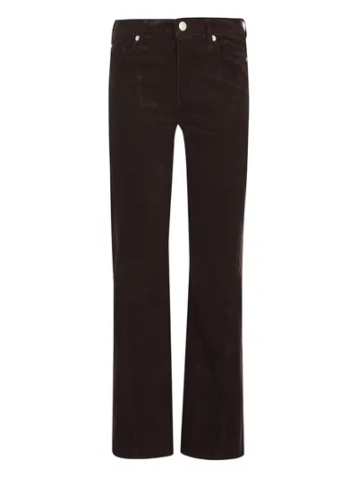 7 For All Mankind Twisted Dojo Tailorless Flare Leg Pants In Corduroy Coffee In Burgundy