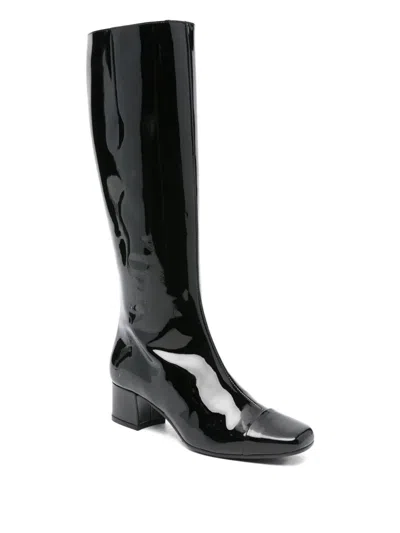 Carel Paris 50mm Leather Square-toe Boots In Black
