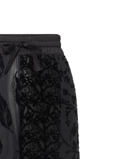 Marine Serre Floral-patterned Drawstring Trousers In Black