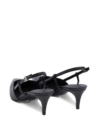 Sergio Levantesi Pointed Toe Slingback Heeled Shoes In Leather In Black