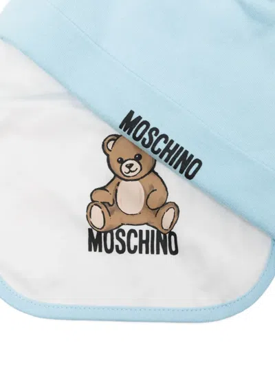 Moschino Teddy-print Baby Hat Set (set Of Two) In Blue