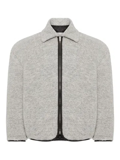 Jw Anderson Contrast Trim Casual Jacket Light Grey Melange In Gray