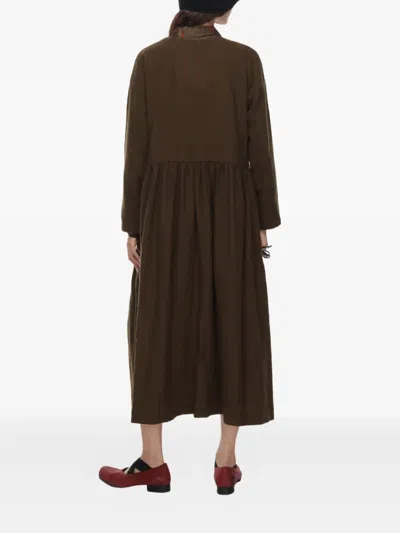 Uma Wang Alexa Long-sleeve Midi Dress In Brown
