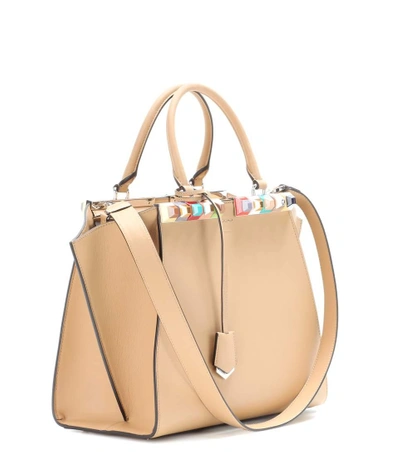 Shop Fendi 3jours Embellished Leather Tote In Cuoio