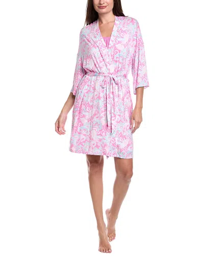 Ellen Tracy 2pc Robe & Pant Set In Pink