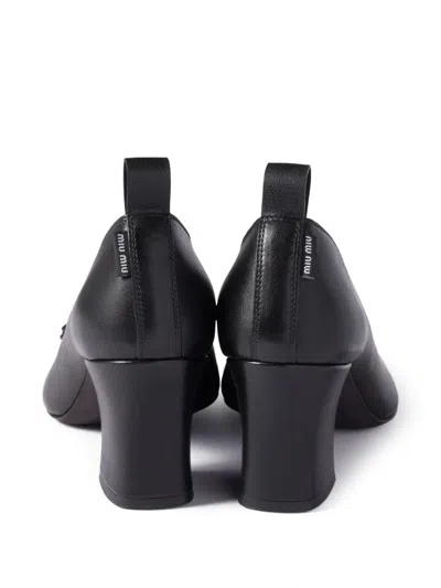 Miu Miu 65mm Bow-detail Block-heel Pumps In Blue