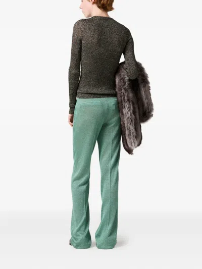 Miu Miu Long-sleeves Ribbed Sweater In Gray