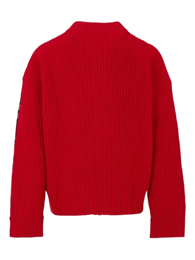 Burberry Red Sweater For Kids With Tartan Pattern In Red