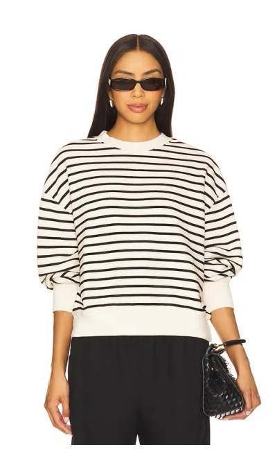 Anine Bing Striped Crew Neck Sweatshirt In White